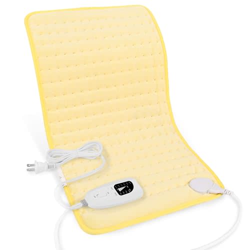 Deepsoon Heating Pad,Electric Heating Pads for Back,Neck,Abdomen,Moist Heating Pad for Shoulder,Knee,Arms,Legs,Dry/Moist Heat & Auto Shut Off,Christmas Gifts for Men and Women,Light Yellow,24x12 Inch