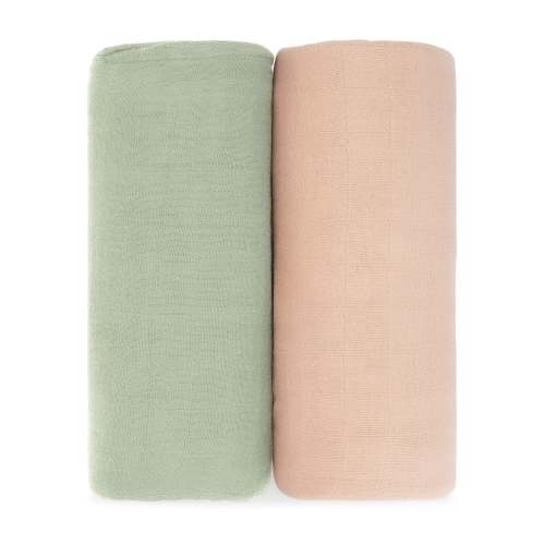Muslin Swaddle Blanket in Sage & Blush, 2 Pack