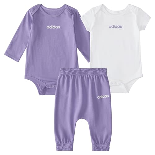 adidas Girls' 3-piece Logo Bodyshirt & Pant Set