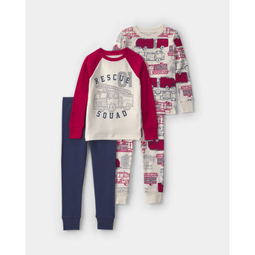 Baby Boy 4-Piece 'Rescue Squad' Firetruck 100% Cotton Snug Fit Pajama Set - Red/Blue | Carter's