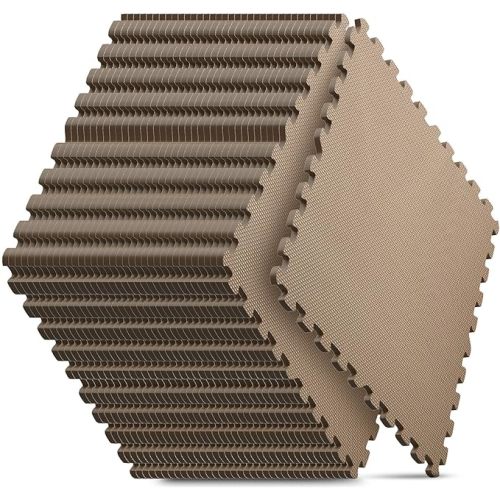 36 Pack Home Gym Mat, Puzzle Exercise Mat, EVA Interlocking Foam Floor Tiles for Home Workout Equipment and Kids' Play Areas -, 24 in x 24 in x ½ in, Brown 36 Tiles