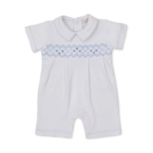 CLB Summer 26 White Hand Smocked Short Playsuit