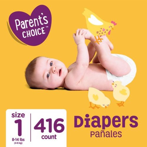 Parent's Choice Diapers, Size 1, 416 Diapers (Mega Box)