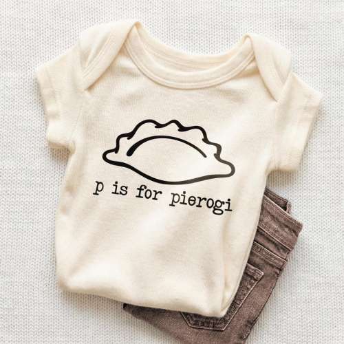 P Is For Pierogi Onesie® - Funny Retro Bodysuit - Cute Polish Pierogi Onesie® - Little Pierogi Onesie®