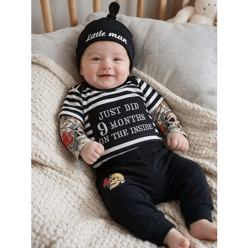 infant baby boy clothes set fashion striped long - Temu