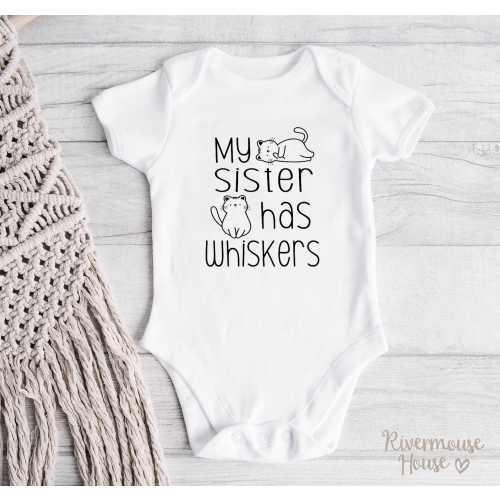 Cat Sibling Baby Bodysuit, Personalised Kitty Sisters & Brothers Romper