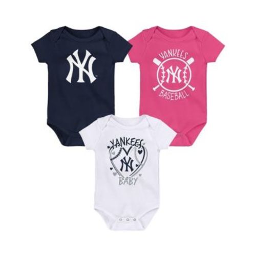 Baby Boys and Girls New York Yankees Slide Home 3-Pack Bodysuit Set