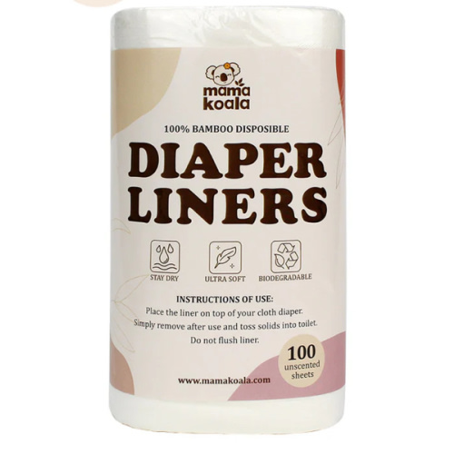 Disposable Bamboo Diaper Liners for Cloth Diapers - 100 Sheets per Roll