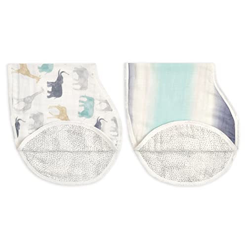 aden + anais Silky Soft Bamboo Viscose Burpy Bib – Multi-Use, Absorbent 4-Layer Burp Cloth and Full-Coverage Snap-Closure Baby Bib in One, Lap-Shoulder Drool Cloth, 22.5” X 11”, 2-Pack, Expedition