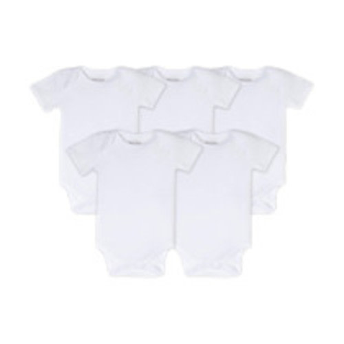 Burt's Bees Baby Organic Short Sleeve Bodysuit (5 Pack) - Cloud, 3-6 M
