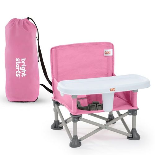 Bright Starts Pop N Sit Portable Booster Seat - Pink: 3-Point Harness, Maximum Weight Capacity 37 lbs, Metal Material