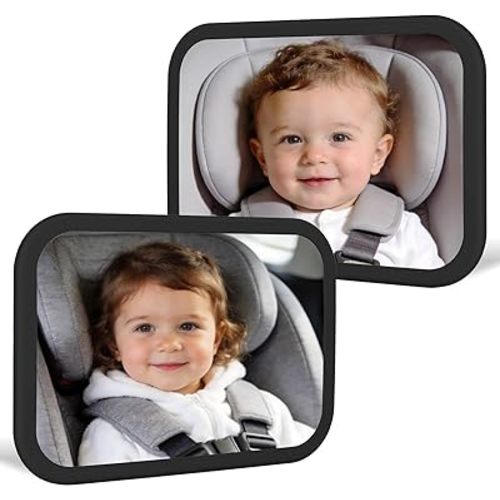 2-Pack Baby Car Mirror - Shatterproof & Shakeproof, 360° Adjustable Angle, Clear Wide View for Rear-Facing Infants, Easy Install, Perfect Baby Travel Gear & Carseat Accessories