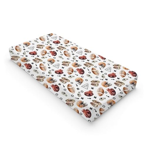 Watercolor American Football Baby Changing Pad Covers for Boy Girl 32''x16'' Outdoor Sports Fitted Diaper Changing Table Mats Sports Lovers Gift Comfort Soft Breathable Cradle & Bassinet Sheets