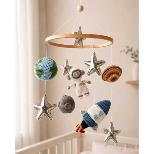 Space Baby Crib Mobile Crochet Mobile