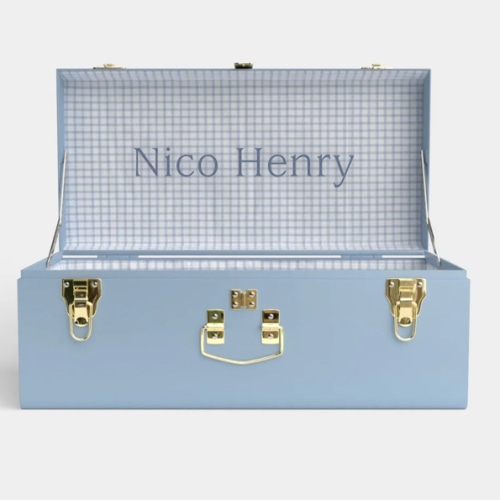 Petite Keepsake Trunk - Light Blue - Picnic in Blue / Embroidery