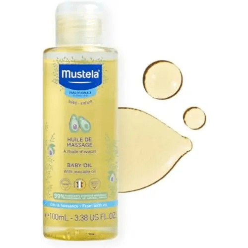 Mustela Baby Oil - Moisturizing Oil for Massage - with Natural Avocado, Pomegranate & Sunflower Oil - From birth on - 3.38 fl. Oz