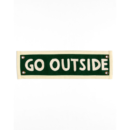 Green Go Outside Embroidered Canvas Banner - 1canoe2