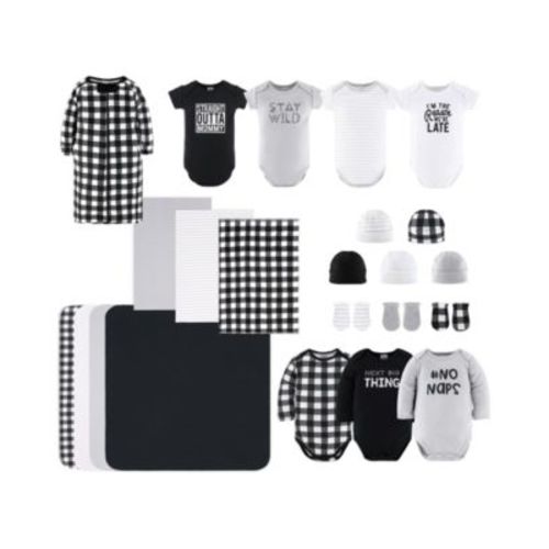 Newborn Baby Shower Gift Set for Boys or Girls, Baby Layette Essentials, Black, White