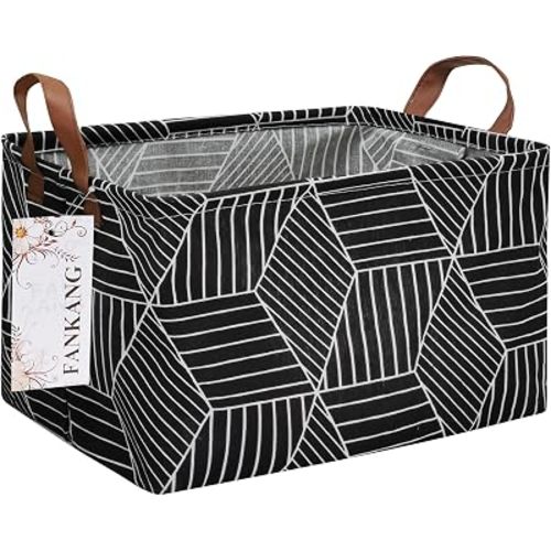 Rectangular Black Cube Storage Bin Nursery Hamper
