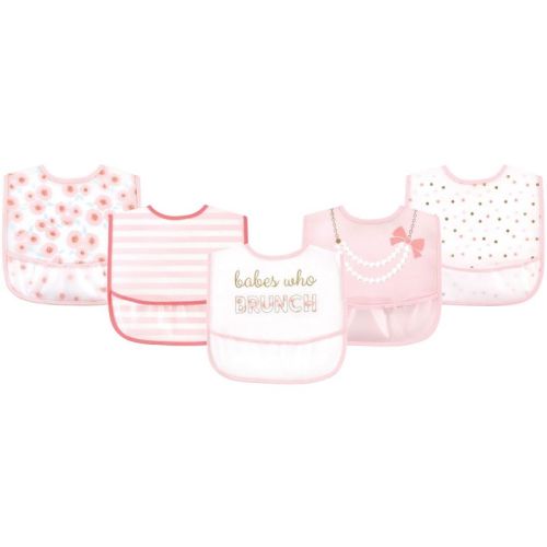 Little Treasure Baby Girl Waterproof PEVA Bibs 5pk, Brunch, One Size