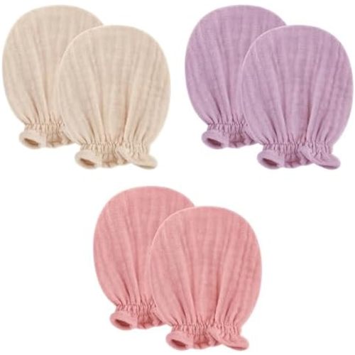 Pro Goleem Muslin Baby Mittens for Newborn, 100% Cotton No Scratch Soft Breathable Gloves for Boys and Girls 0-6 months