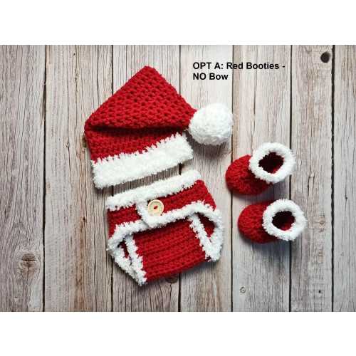 Baby Santa Outfit - Crochet Santa Hat and Diaper Cover - Baby Santa Set - Crochet Santa Outfit- First Christmas Outfit - Newborn Santa Set
