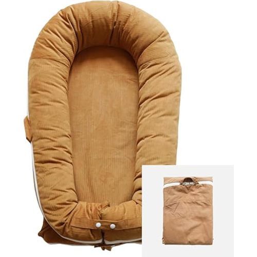 Deluxe Lounger Cover | 100% Cotton Baby Lounger Cover for Dockatot Deluxe+ | Hypoallergenic Replacement Cover | Newbon Lounger Cover | Cover Only(GoldenBrown)