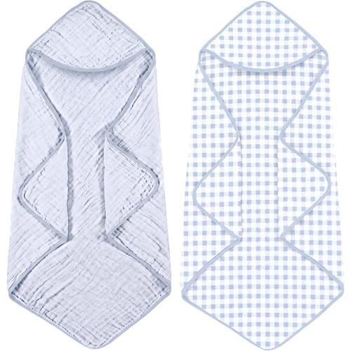 Hahafelt 2 Pack Muslin Hooded Baby Towels 100% Muslin Cotton, Pink
