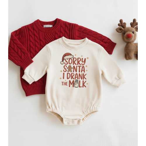 Sorry Santa I Drank The Milk Baby Romper, Christmas Bodysuit, First Christmas Outfit, Long Sleeve, Funny Baby Gift