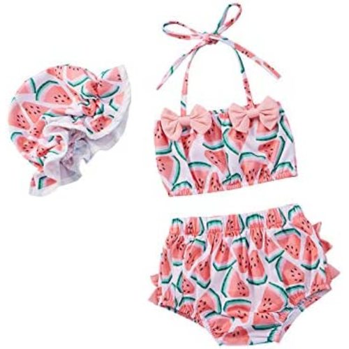 Toddler Girl Swimsuits Infant Baby Girl Bathing Suit Bikini Sets Swimwear 3 Piece Summer Beach Outfit Top Shorts Hat