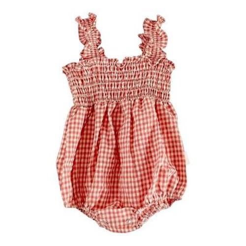 Baby Girls Pink Gingham Smocked Romper