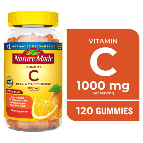 Nature Made Vitamin C Gummies Maximum Strength Dosage Vitamin C 1000mg per Serving, 120 Count