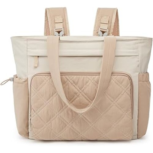 G4Free 3 in 1 Diaper Bag with Insulated Pockets Baby Backpack for Women Men Toddler Diaper Tote with Stroller Buckle Travel Work-Beige Khaki