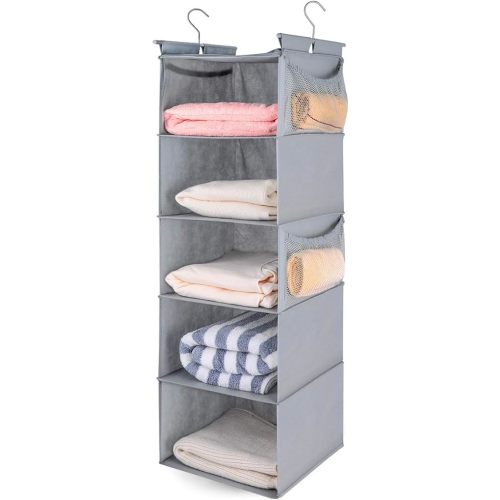 5 Shelf Hanging Closet Organizer | Light Grey