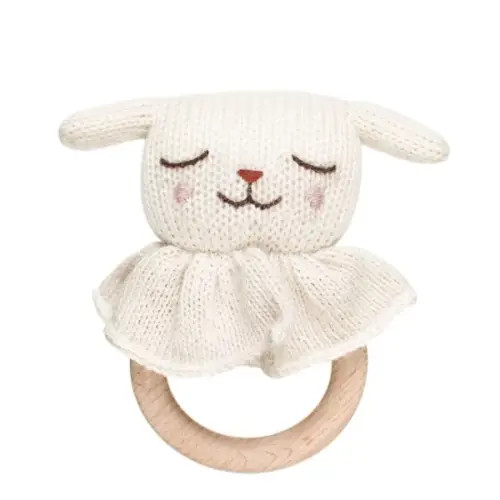 Lamb Teething Ring white