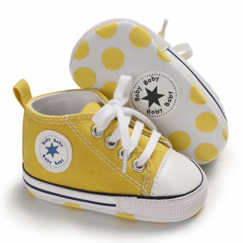 KKIIDDSS Unisex Baby Girls Boys Canvas High-top Shoes, Newborn Infant Anti-Slip Soft Sole Frist Walking Breathable Sneakers