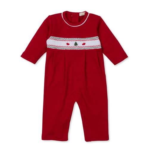 CLB Holiday Medley 25 Christmas Tree Hand Smocked Playsuit