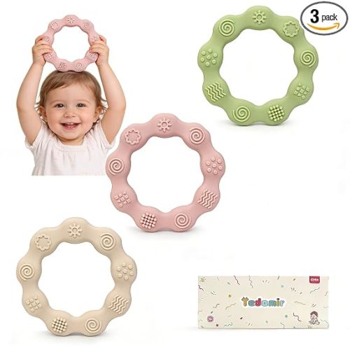Easter Baby Teething Toys Baby Essentials & Infant Toys Silicone Teether for Babies 0 3 6Months Baby Chew Toys Newborn Learning Developmental Teether Relief Toys with 3pack Baby Toys Gifts Box