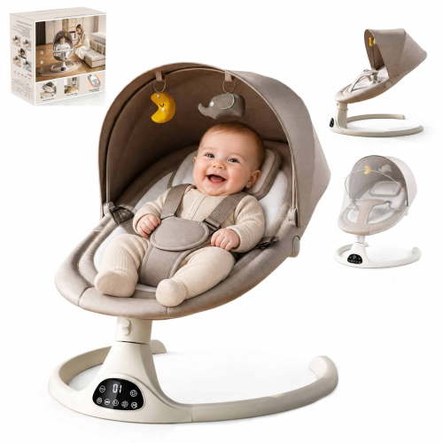 Oioane Electric Baby Swing for Infants, 5 Speeds & 3 Modes with Bluetooth Music, App Remote Control, Gray