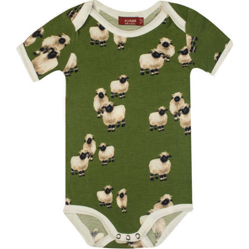 Valais Sheep Bamboo Short Sleeve One Piece - Milkbarn Kids Rompers | Maisonette