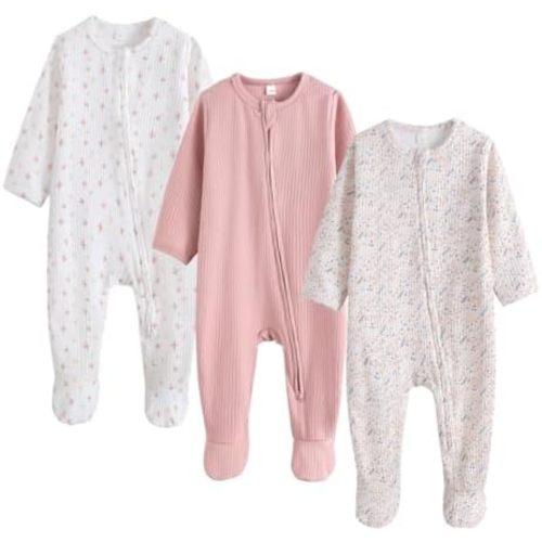 Bafeicao Newborn Footie Pajamas with Mitten Cuffs 2 Way Zipper Sleepers for Baby Boy Girl Clothes 3M 6M Footed Sleep 'n Play