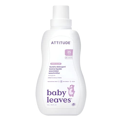 ATTITUDE Baby Laundry Detergent, EWG Verified, Plant and Mineral-Based Formula, HE Compatible, Vegan Household Products, Sweet Lullaby, 35 Loads, 35.5 Fl Oz