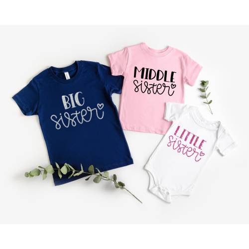 Big Sister shirt, Middle Sister shirt, Little Sister Shirt, Sister Shirts Pregnancy Announcement, Baby Announcement Shirt