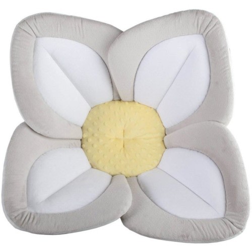 Baby Bath Mat Cushion - 80cm Non-Slip Soft Sponge & Mesh Bather Pad for Newborn Bathtub & Sink Splashing - White with Yellow