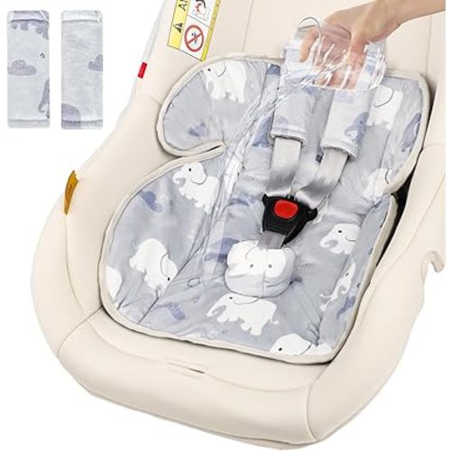 TANOFAR Infant Car Seat Protector for Potty Training with Strap Cover, Waterproof Car Seat Liner with Anti-Slip Backing for Potty Training Toilet, Baby Piddle Pad Fits for Carseat (Grey Elephant)