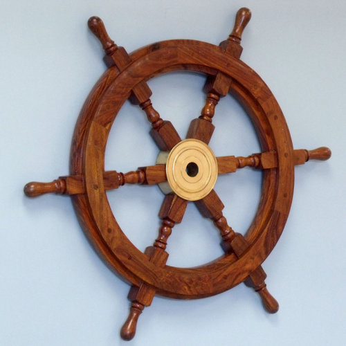 Breakwater Bay Brown/Brass Wood Ship Wheel Wall Décor & Reviews | Wayfair