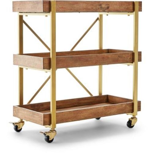 Riley 3Tier Bar Cart Gold - Adore Decor