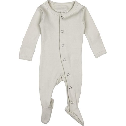 L'ovedbaby Unisex Baby Organic Cotton Snap Footie, GOTS Certified, Long Sleeve Sleep Play Footed Pajamas, Mitten Cuffs Grips