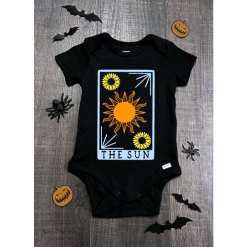 The Sun baby Onesie,Tarot card,The Sun, Witch, Sun Child, Witch craft, Spells,Gothic,Halloween,Cute Spring Time Baby Clothes,Girl Spring
