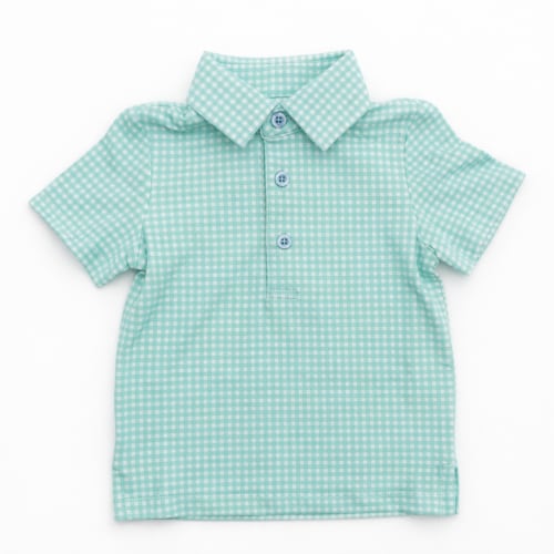 Blue and Green Plaid Boys' Golf Polo I Poppy Kids Co